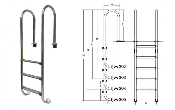 Лестница для бассейнов серии M M204 ПТК Спорт 021-0541 600_380
