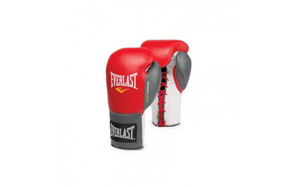 Перчатки боевые Everlast Powerlock 8oz черный/серый 600_380