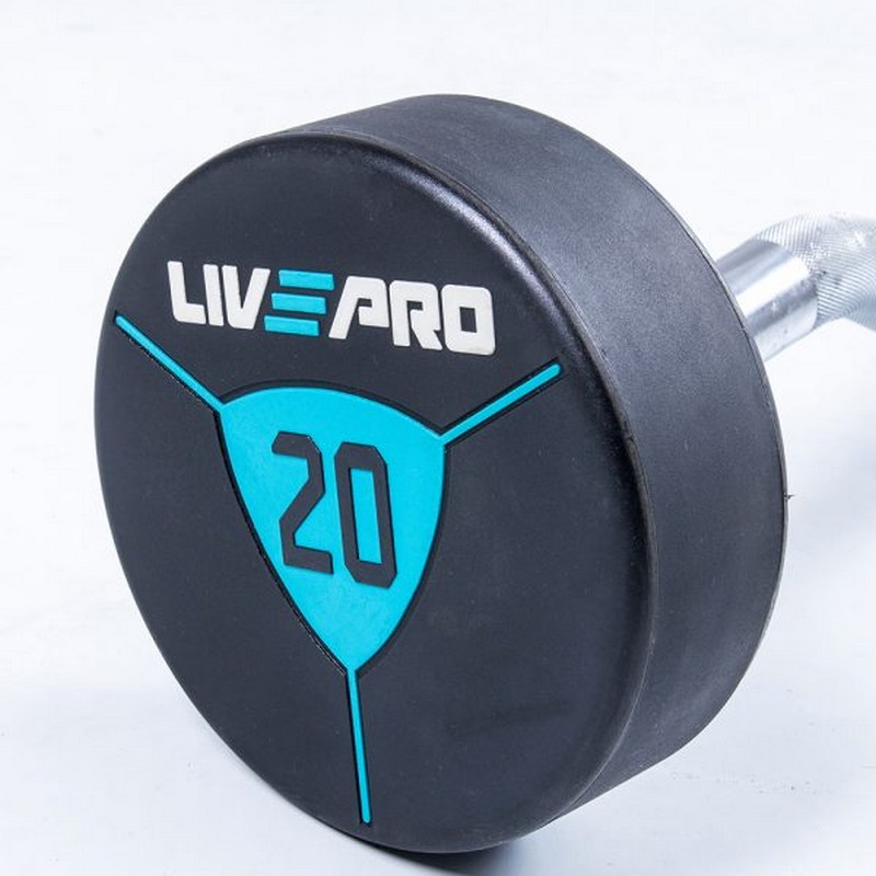 Фиксированная кривая штанга Live Pro Ez Curl Urethane Barbells LP8011-30 30кг 800_800