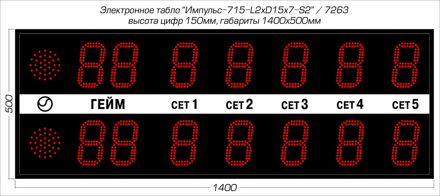 Табло для тенниса Импульс 715-L2xD15x7-S2 1500_668