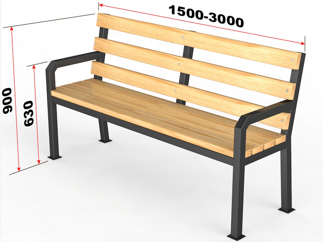 Уличная скамейка со спинкой Glav Дача, длина 2000 мм 14.6.600-2000 1069_800